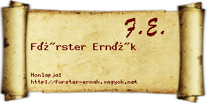 Fürster Ernák névjegykártya